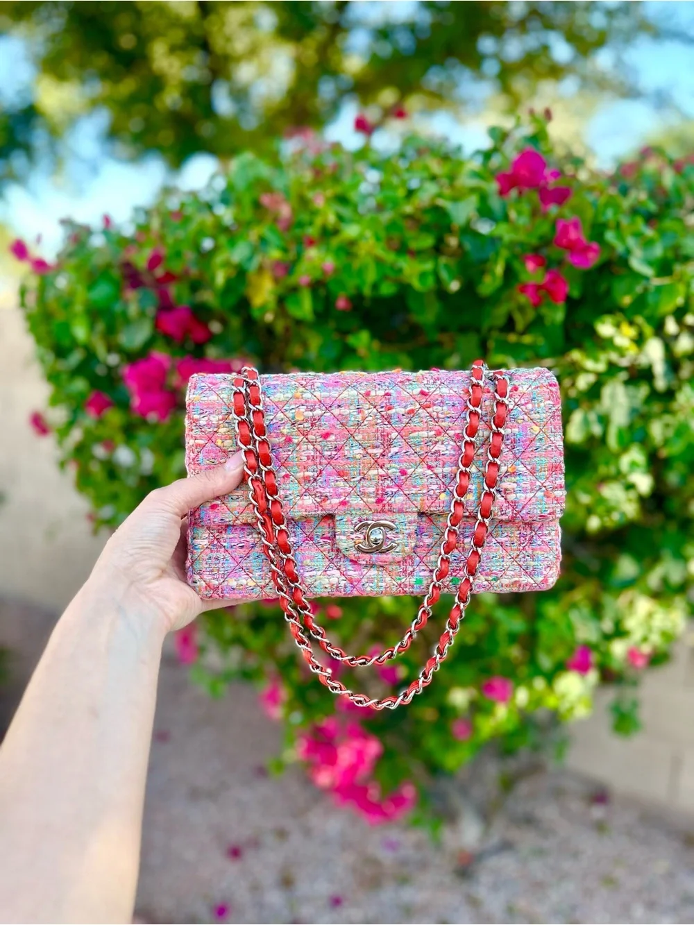 Classic Medium Tweed Double Flap Bag Pristine Condition🔥🩷100% authentic - Picture 6 of 12